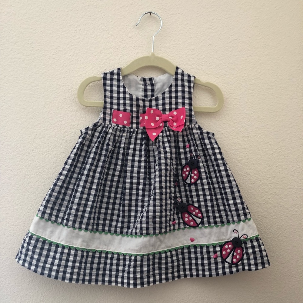 Gingham ladybug dress